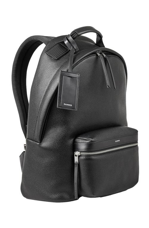 Sandro Coated Canvas Backpack In Black