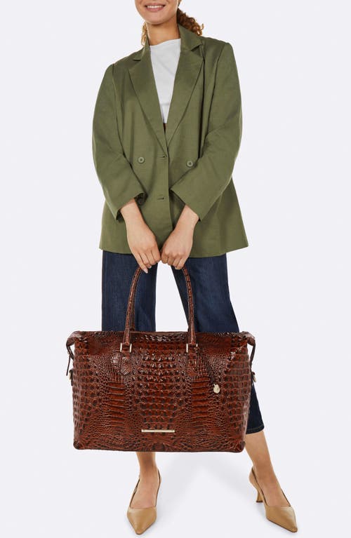 Shop Brahmin Duxbury Croc Embossed Leather Weekend Duffle Bag In Brindle