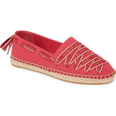 Tory Burch Logo Grosgrain Trim Espadrille- Pink