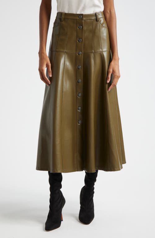 Shop Cinq À Sept Veena Faux Leather Skirt In Dark Olive