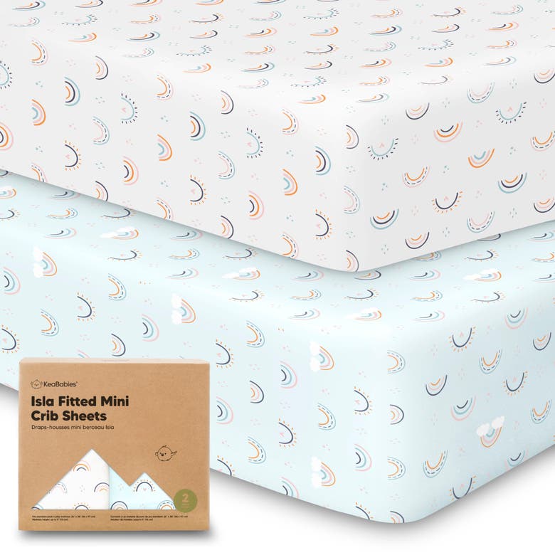 Shop Keababies Isla Fitted Mini Crib Sheets In Jolly Rainbow