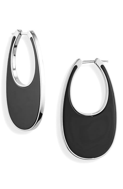 Swipe Large Lacquered Enamel Earrings in Black