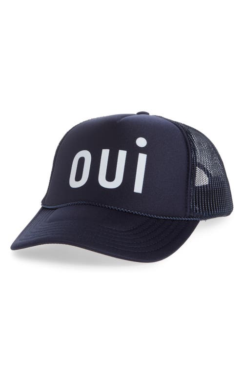 Clare V Oui Trucker Hat In Navy W/cream Oui