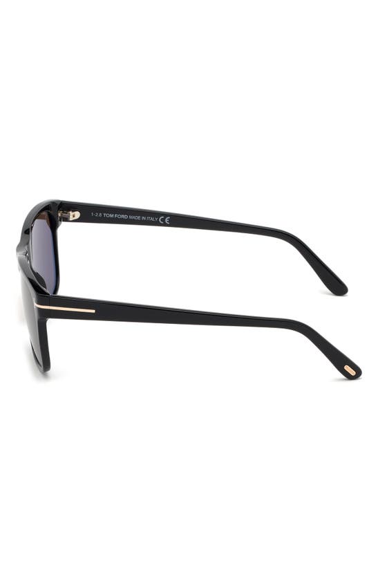 Tom Ford Giulio 57mm Geometric Sunglasses In Shiny Black / Brown