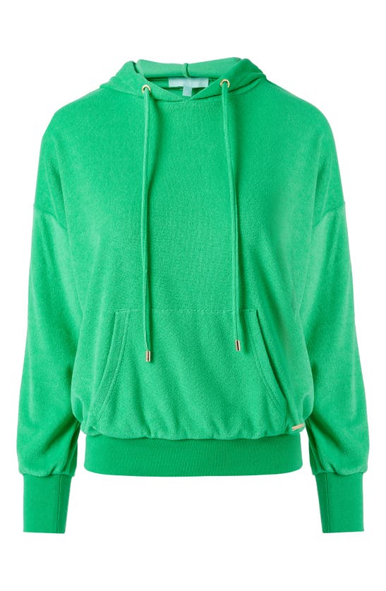 Shop Melissa Odabash Nora Drop Shoulder French Terry Cover-up Hoodie In Green