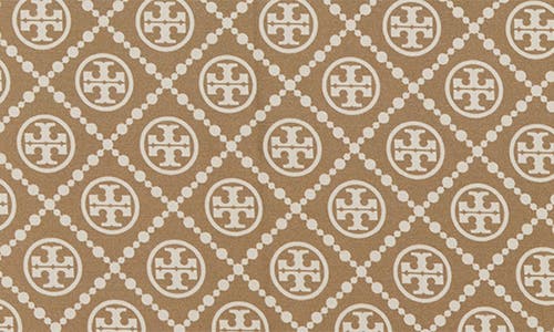 Shop Tory Burch Monogram Double Side Square Silk Scarf In Natural Khaki