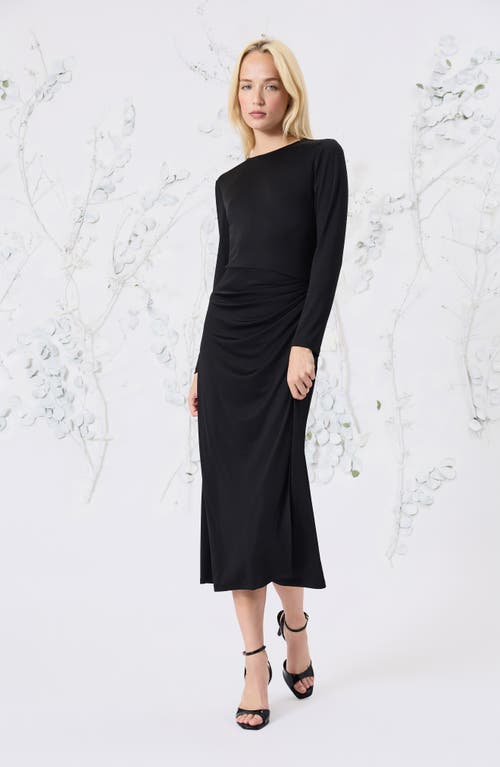 Shop Luxely Long Sleeve Faux Wrap Dress In Meteorite