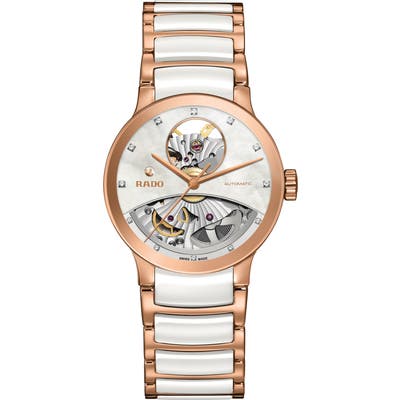 Rado Centrix Open Heart Automatic Diamond Ceramic Bracelet Watch, 3m