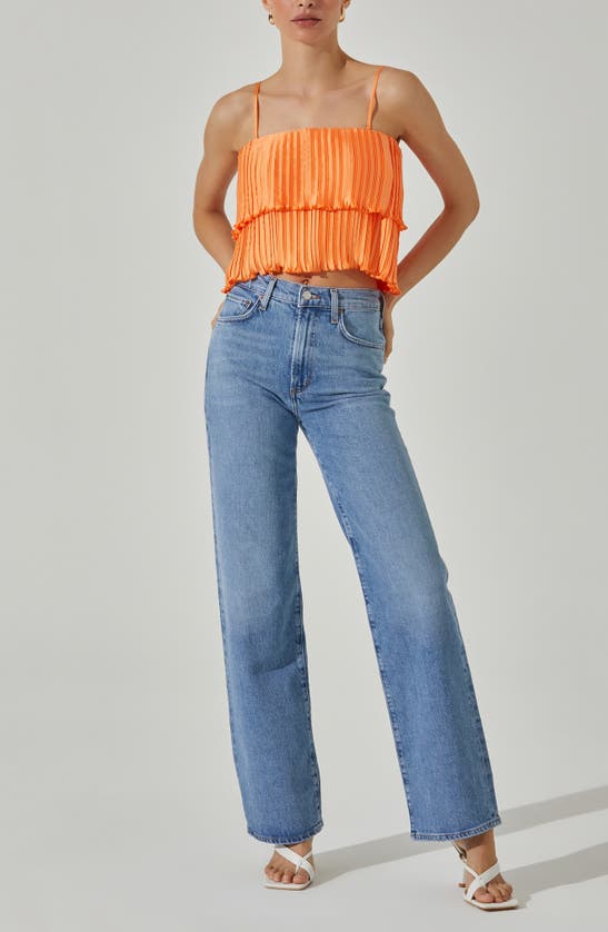 Shop Astr Pleated Tiered Convertible Camisole In Orange