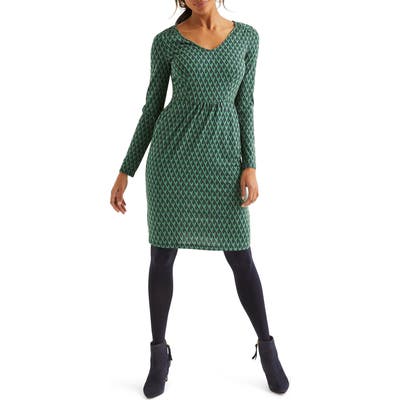 Boden Romilly Long Sleeve Floral Jersey Dress, 8 (similar to 16W-18W) - Green