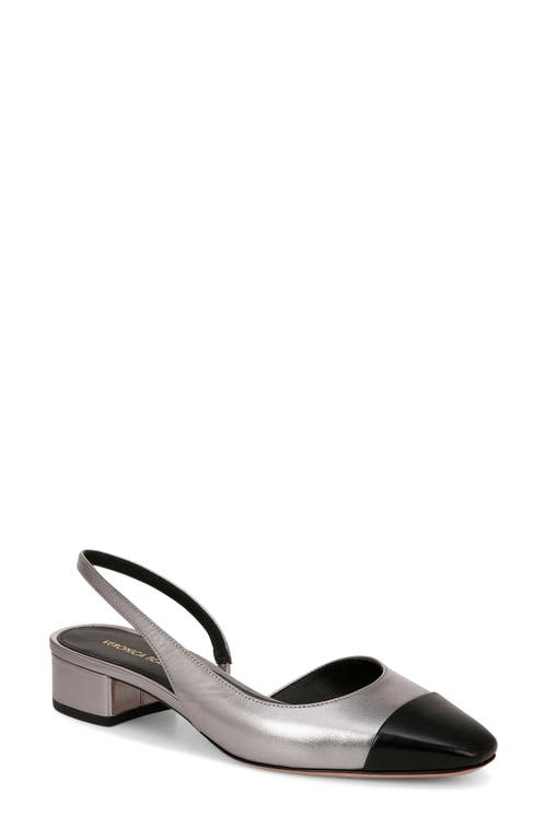 Shop Veronica Beard Cecile Half D'orsay Slingback Pump In Dark Silver/black