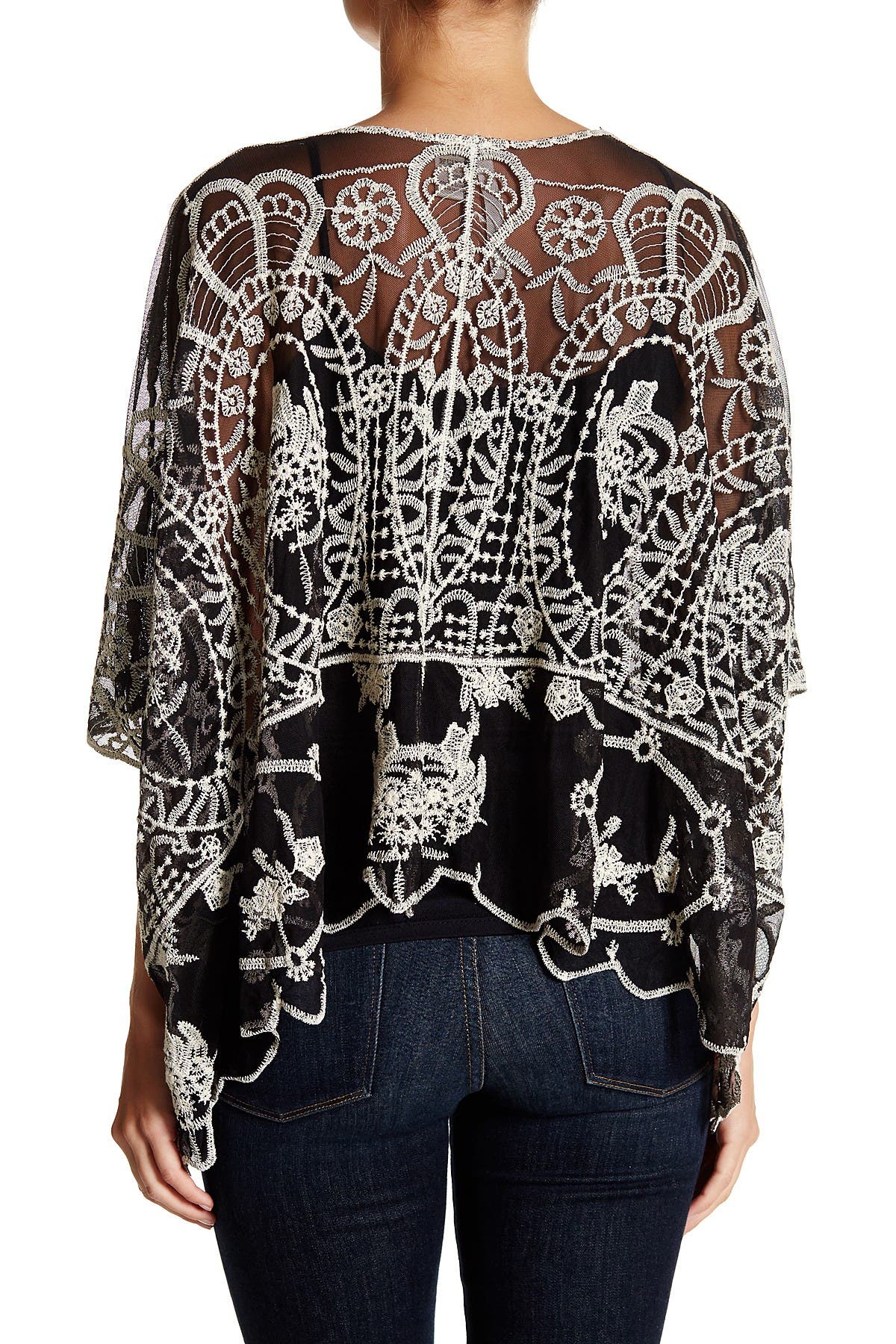 Forgotten Grace Embroidered Mesh Cardigan In Black