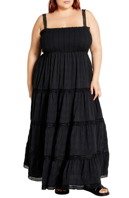 Shop City Chic Dakota Tiered Maxi Sundress In Black