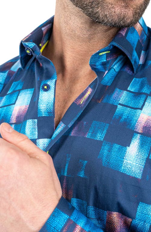 Maceoo Fibonacci Sensored Contemporary Fit Button-up Shirt In Blue