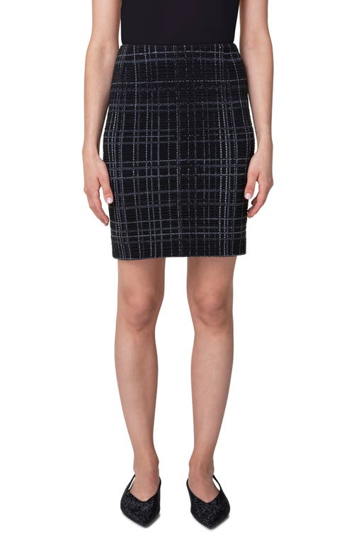 Akris punto Metallic Check Jersey Skirt in Black-Silver at Nordstrom, Size 14