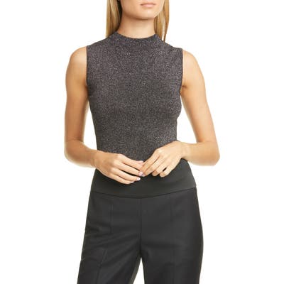 Boss Metallic Wool Blend Sleeveless Sweater, Black