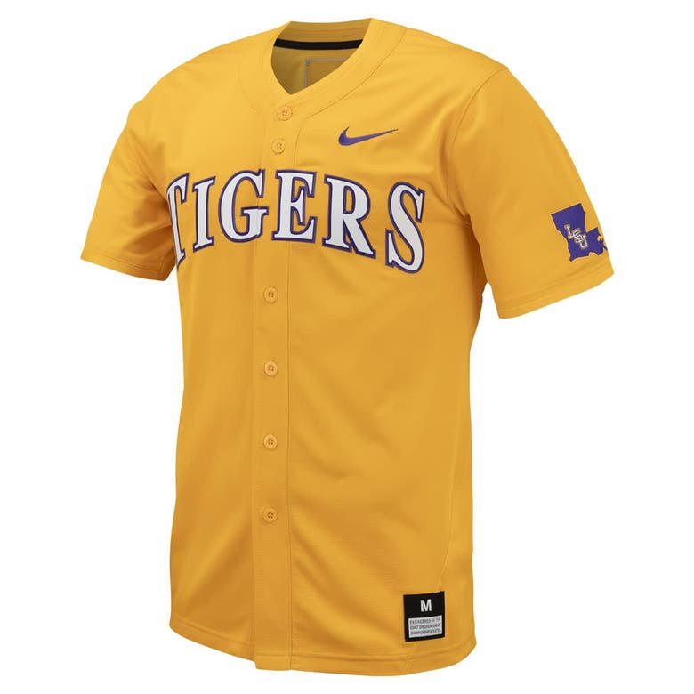 Shop Nike Gold Lsu Tigers Replica Full-button Baseball Jersey
