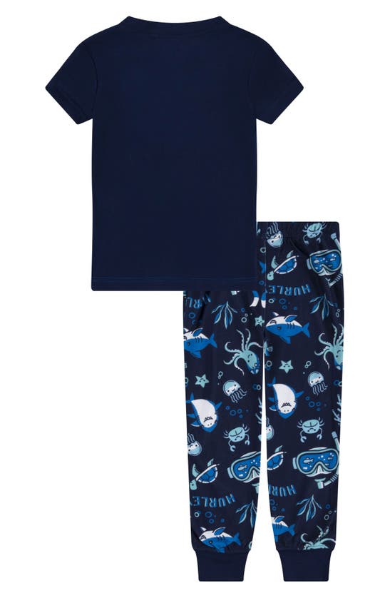 Hurley Kids' Fitted Two-piece Pajamas In Midnight Navy