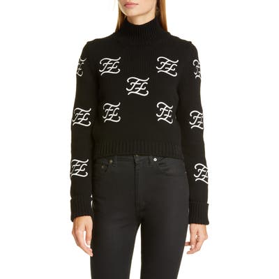 Fendi Logo Embroidered Crop Wool & Cashmere Sweater