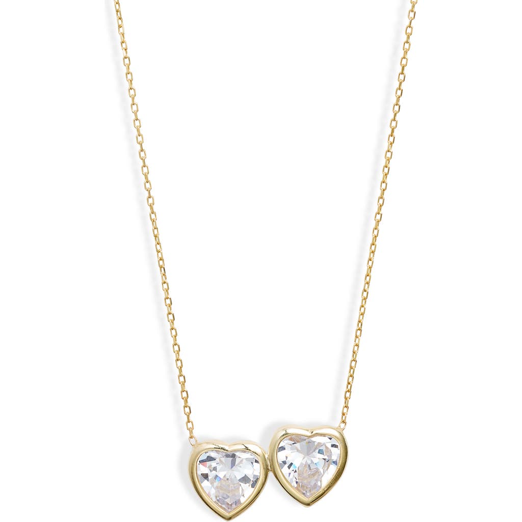 Shymi Fancy 2-stone Bezel Pendant Necklace In Gold/white