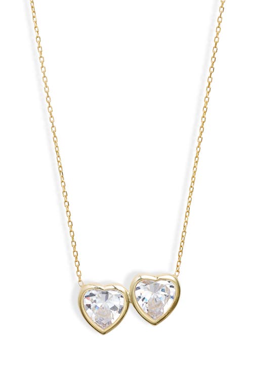 SHYMI Fancy 2-Stone Bezel Pendant Necklace in Gold/White at Nordstrom, Size 16