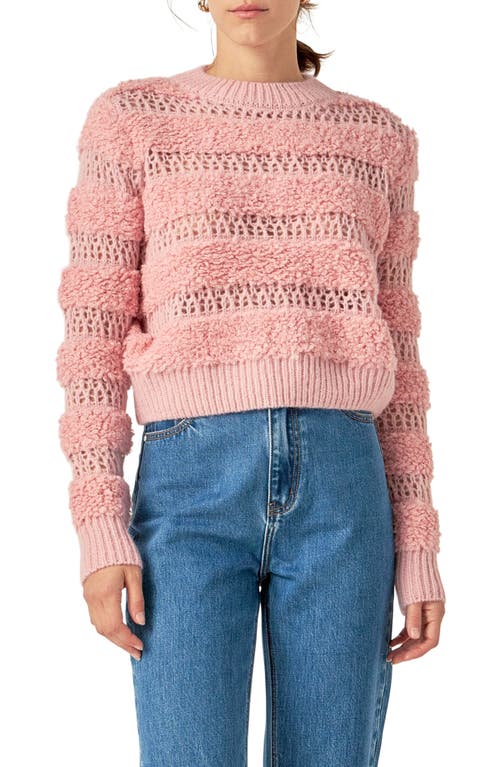 English Factory Stripe Mixed Stitch Sweater In Pink