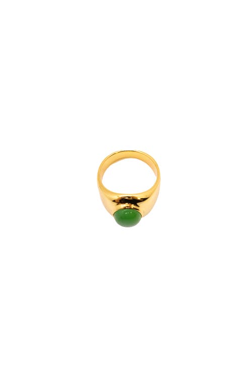 Shop Seree Dome Green Chalcedony Signet Ring In Bright Green