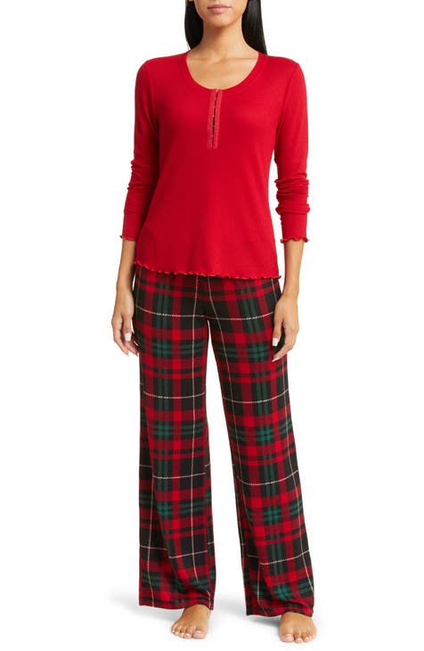 Red Plaid Winter 100% brushed cotton pajamas sets women sleepwear spring  fashion pure cotton pyjamas women pijamas mujer