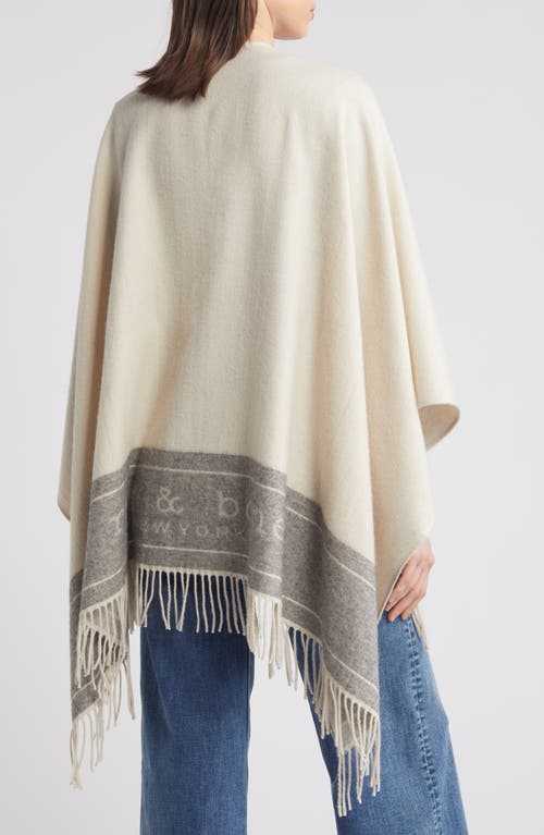 Shop Rag & Bone Logo Embellished Wool Ruana In Cream Grey