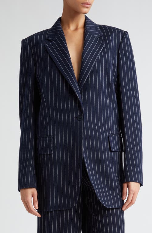 Max Mara Aceri Pinstripe Cotton, Cashmere & Silk Blazer Ultramarine at Nordstrom,