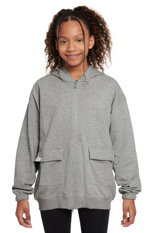 Shop Nike Kids' Sportswear Dri-fit Graphic Zip-up Hoodie In Dark Grey Heather