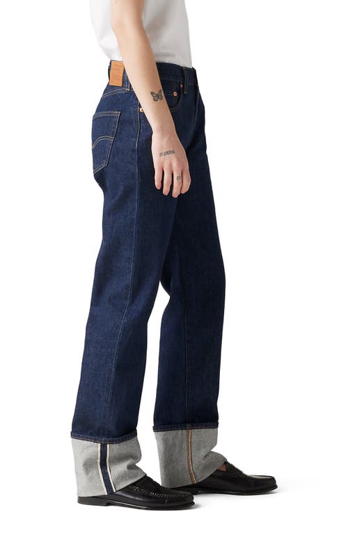 Shop Levi's 501® '90s Cuffed Relaxed Straight Leg Selvedge Jeans In Rinsey Rinse Selvedge