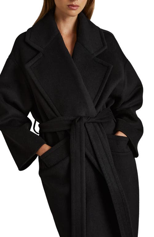 Shop Reiss Bridget Belted Wool Blend Coat In Black