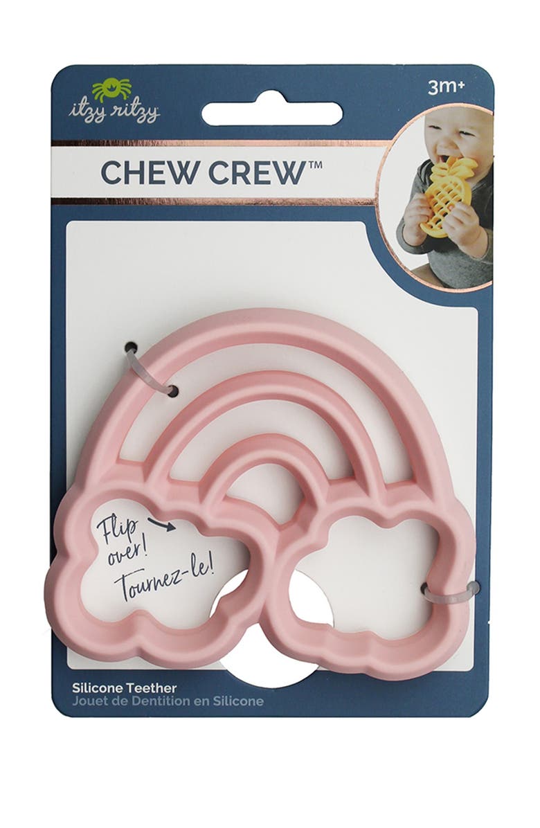 ITZY RITZY Teething Happens Rainbow Teether, Main, color, PINK