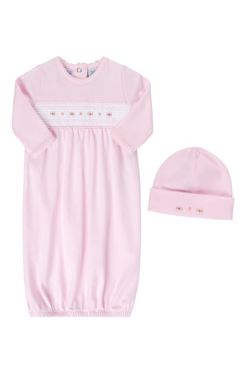 Feltman Brothers Floral Smocked Gown & Hat Set in Pink at Nordstrom, Size Newborn