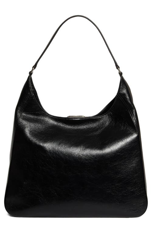 Shop Balenciaga Bb Soft Lambskin Leather Hobo Bag In 1000 Black