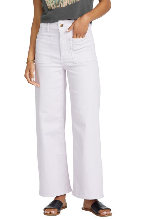 Shop Billabong Free Spirit Stretch Cotton Crop Wide Leg Pants In Lilac Ash