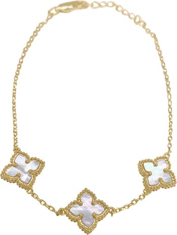 Floral Design Gold Plated Mother Of Pearl Bracelet