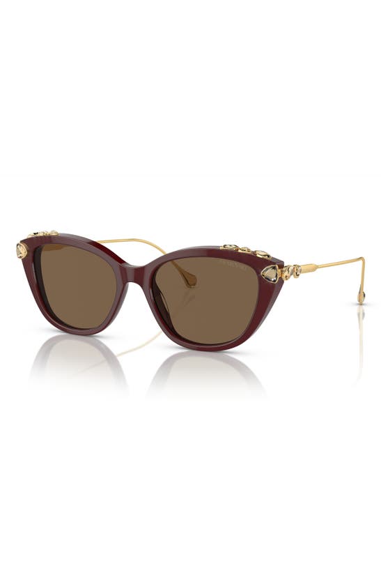 Shop Swarovski 53mm Cat Eye Sunglasses In Dark Brown