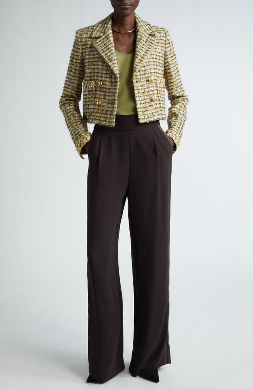 Shop St John St. John Collection Metallic Tweed Crop Jacket In Cypress/moss Multi