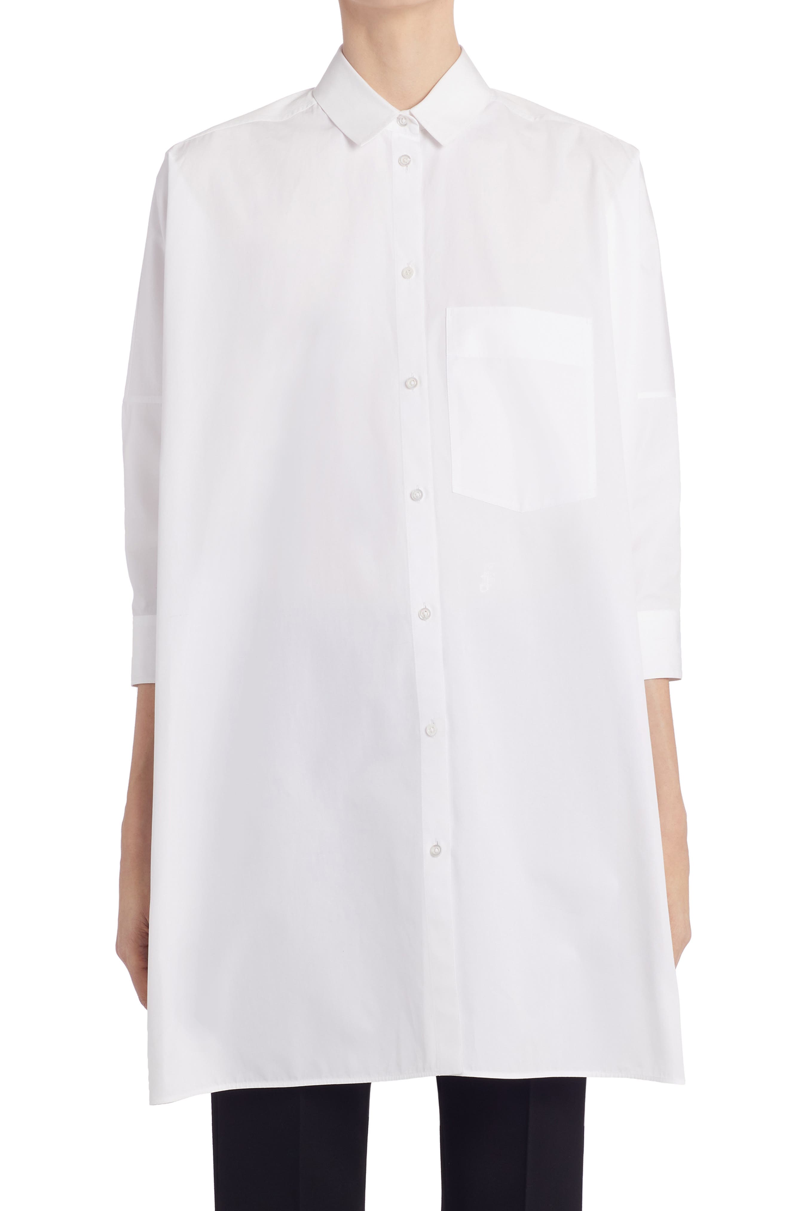 Jil Sander Organic Cotton Poplin Tunic in Optic White | Smart Closet