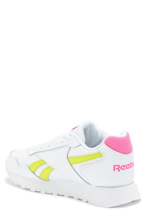 Shop Reebok Glide Sneaker In White/pink/acid Yellow