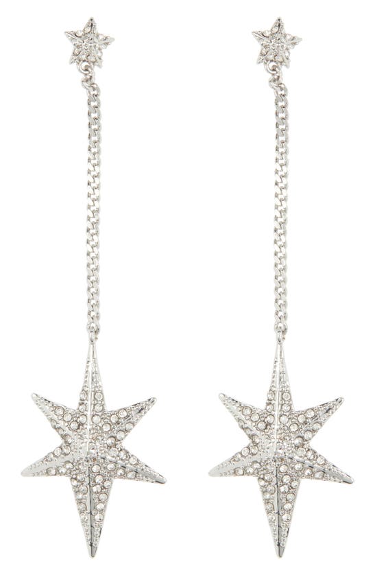 Allsaints Pavé Crystal Star Linear Drop Earrings In Metallic