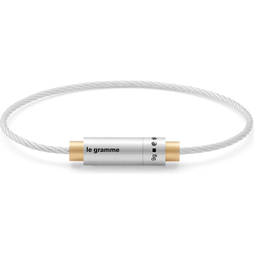 Le Gramme 9g Brushed Two-tone Cable Bracelet In Silver/yellow Gold 18kt