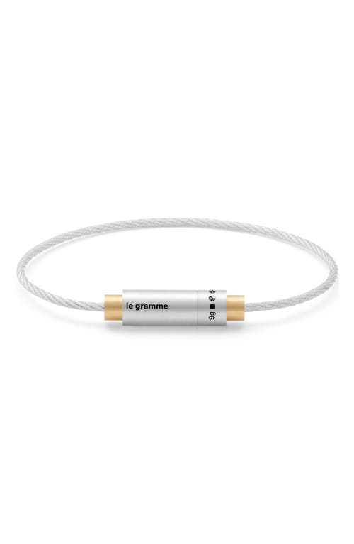 Le Gramme 9g Brushed Two-tone Cable Bracelet In Silver/yellow Gold 18kt