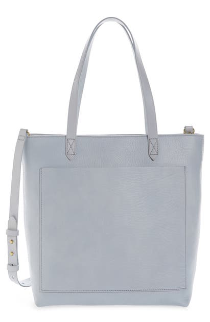 Madewell The Zip-top Medium Transport Leather Tote In Craft Blue