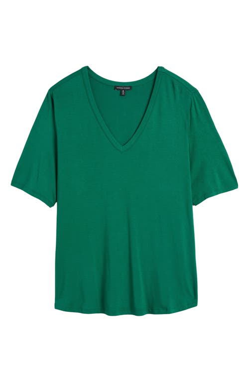Universal Standard Lily Liquid Jersey V-neck T-shirt In Green Jacket