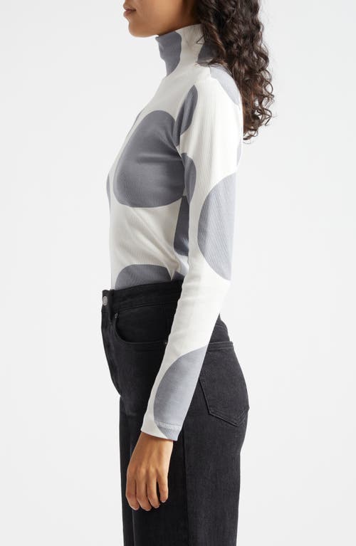 Shop Marimekko Lumia Klaava Cotton Rib Turtleneck In Off White Grey