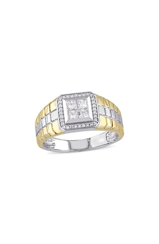 Shop Delmar Princess Cut Diamond Ring In Yellow