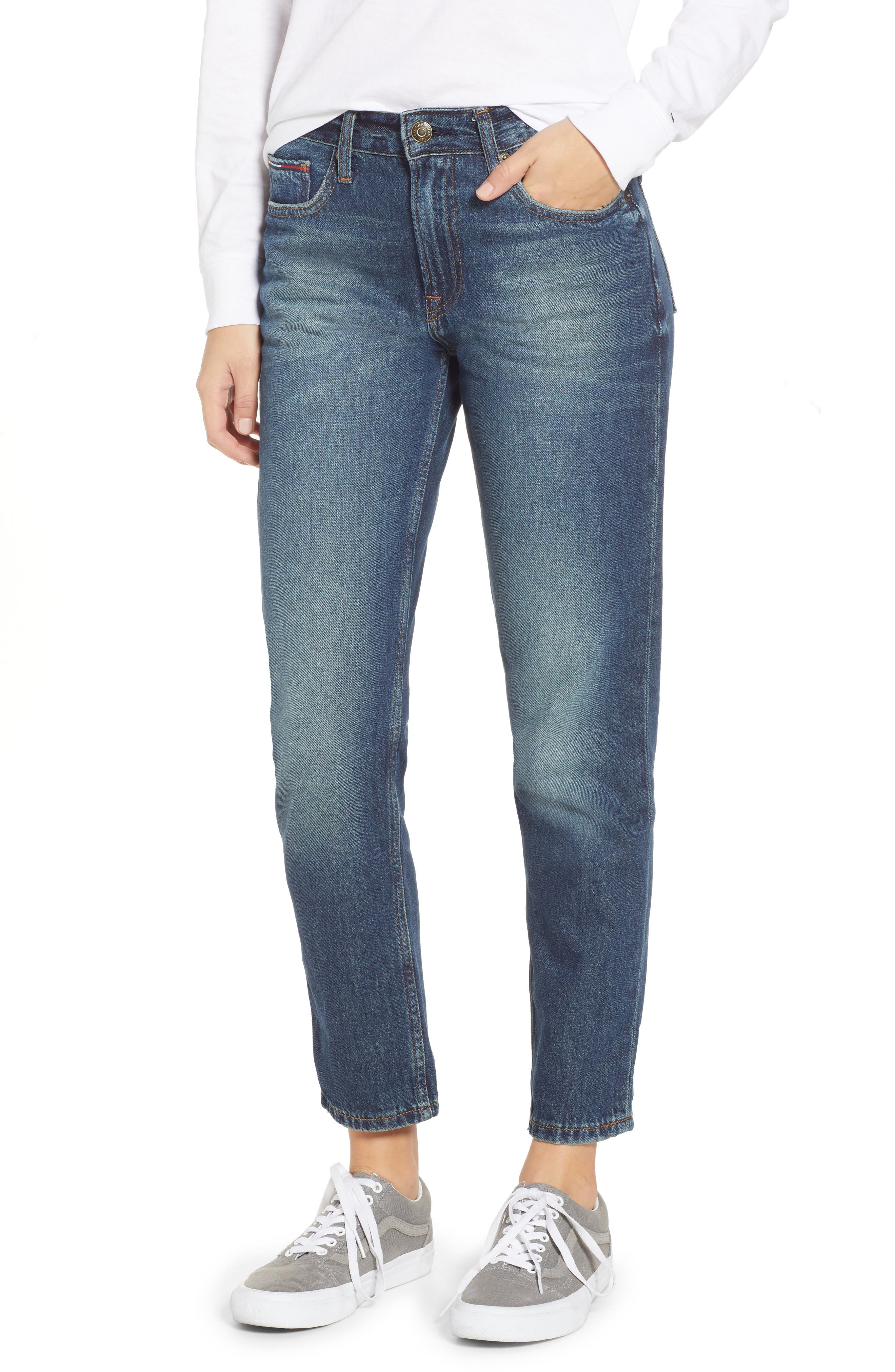 slim high cropped jeans